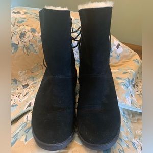 Kookaburra UGG Black Suede Boots with Faux Fur lining.
